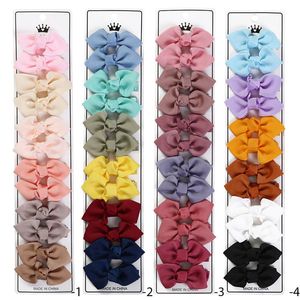 Party Favor 12pcs / Set Set Ribbon Solid Bowknot Clips Girls Handmade Bows Hairpin Kids Headwear Mini Barrettes à nœud bow-noué T9I002631