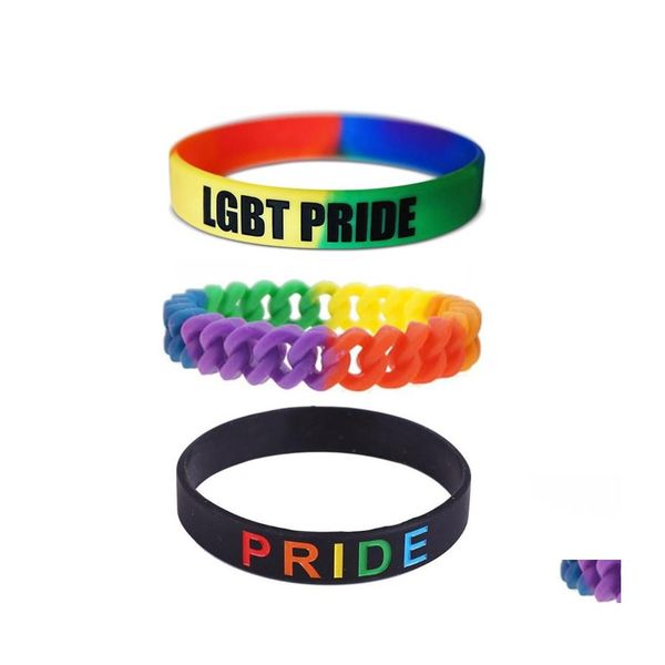 Party Favor 13 Design LGBT Sile Rainbow Bracelet Colorf Bracelet Fierté Bracelets DHS Livraison Drop Home Garden Fournitures de fête Eve Dh3Qw