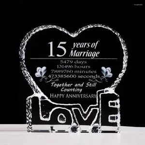 Cadeau de fête du 15e/20e anniversaire pour son K9 Crystal LOVE Heart Sculpture Souvenir Cadeaux Femme Lui Mari