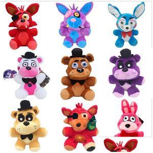 Party Favor 18Cm Fnaf Knuffels Freddy Bear Y Chica Clown Bonnie Animal Gevulde Plushie Dolls Kawaii Kerst verjaardagscadeaus voor C Dhe8R