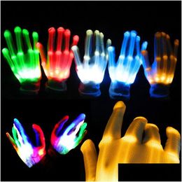 Party Favor 1pcs LED Gants clignotants Glow Light Up Finger Éclairage Dance Party Décoration Fournitures Chgraphy Props Noël Home Garde DHPJY