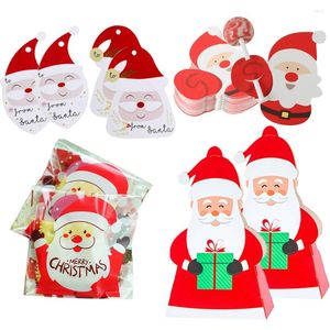 Party Favor 1set Carton de Noël Étiquettes en papier du Père Noël DIY Artisanat Boîtes de porte-bonbons de Noël Étiquettes Navidad Enfants Autocollants d'emballage cadeau