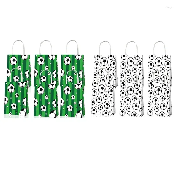 Favor de fiesta 1set Fútbol Blanco y negro Hierba verde Compañero Regalo Bolsa de caramelo Tote