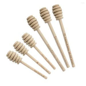 Party Favor 20/50/100PCS Personnalisez le bar à remuer au miel, mini cuillère en bois personnalisée 8cm / 10cm, cadeau de mariage, ustensiles de cuisine à dessert