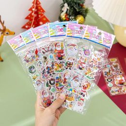 Fête favor 20 feuilles 3d Santa Claus Puffy Bubble Stickers Christmas Decoration Baby Shower Birthday Favors Kindergarten Rewards