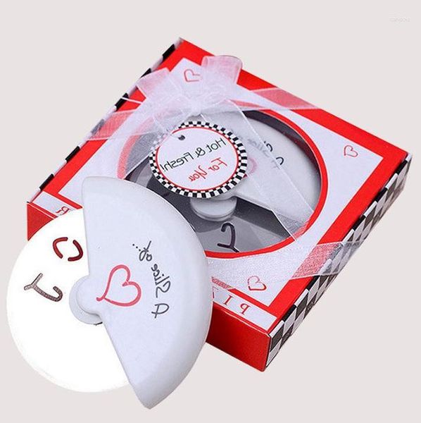 Party Favor 200pcs couteau à pizza coupe-cuisson une tranche d'amour en acier inoxydable cadeaux de mariage faveurs accessoires de cuisine en gros