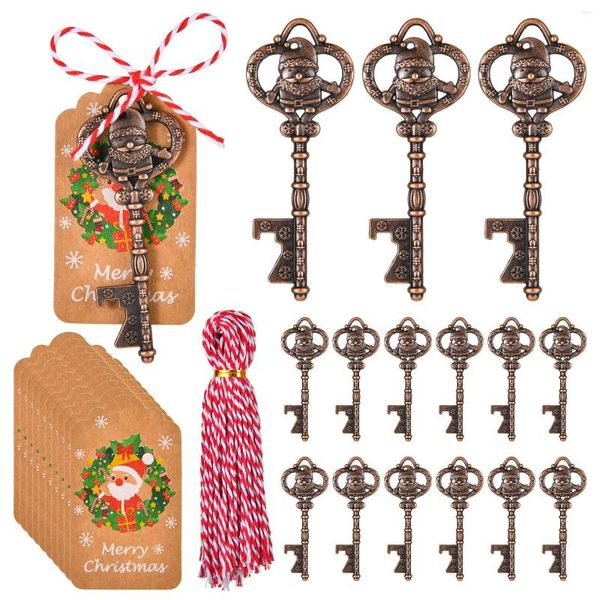 Party Favor 200pcs Vintage Père Noël Clé Ouvre-bouteilles avec étiquette de carte d'escorte et ficelle pour les faveurs de Noël Décoration rustique