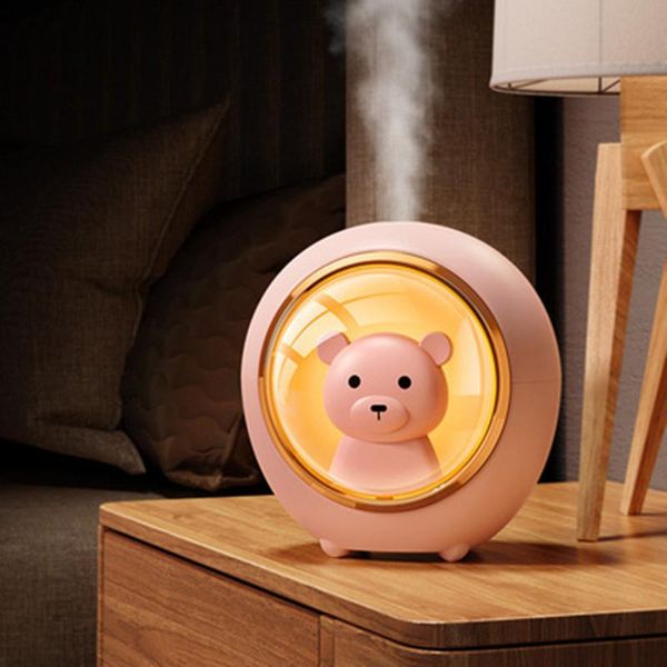 Favor de fiesta 2021 Humidificador Hogar Mudo Colorido Cielo nocturno Lindo Oso Spray Aroma Difusor USB Portátil Instrumento de reposición de agua