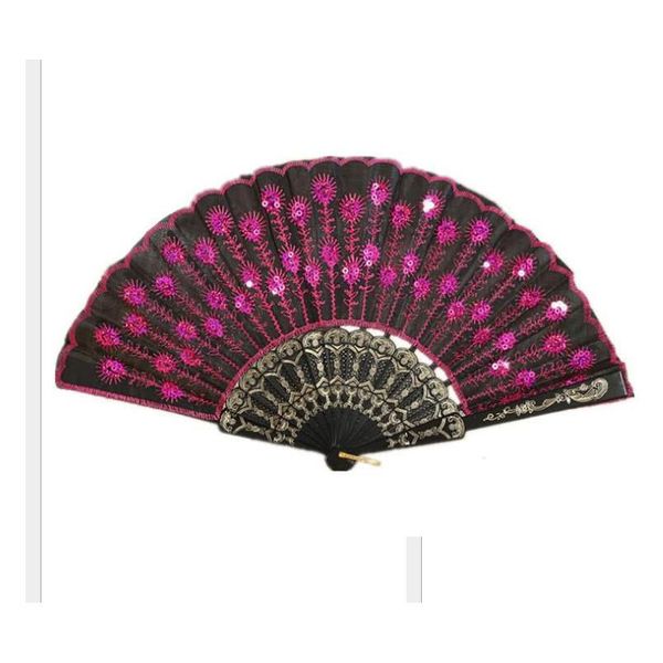 Party Favor 2021 Nouveaux paillettes à la mode Fan de paon Danse à la main Fans de danse Fournitures de danse de nombreuses couleurs disponibles Drop Delivery Hom Dhjdv