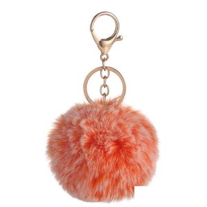 Party Favor 2022 Porte-clés Noir et blanc Crème Couleur Boule en peluche Diamètre 8cm Pointe teintée Imitant Rex Rabbit Toy Accessoires Drop de Dhojh