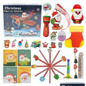 Party Favor 2023 Fidget Toys Christmas Blind Box 24 Days Advent Kalender Xmas Kneading Music Boxes Countdown Childrens Gifts T102 Dr Dhdkg