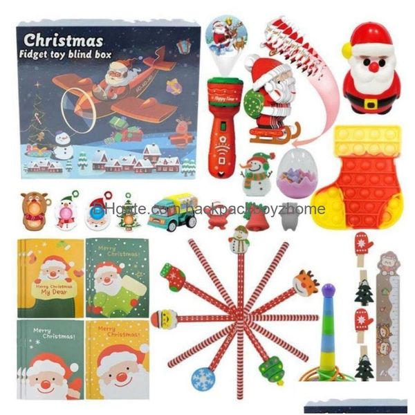 Favor de fiesta 2023 New Party Fidget Toys Christmas Blind Box 24 días Calendario de Adviento Navidad Amasamiento Música Cajas de regalo Cuenta atrás para niños Dhgpn