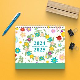 Party Favor 2024 Calendrier de fleur simple fleur 18 mois 365 jours Compte à rebours mensuel Planification des étudiants Organisateur de l'ordre du jour annuel