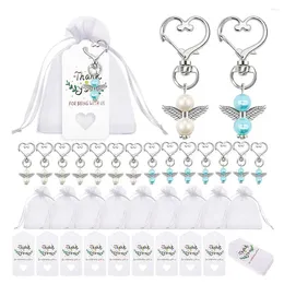 Party Favor 20pcs Angel Keychains Set Favors Metal Guardian Keychain Pendant Organza Bag Tag Suit For Birthday Guest Gifts