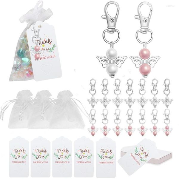 Party Favor 20 Pcs Cadeau Boîte Décor Ange Porte-clés Organza Sacs Faveurs De Mariage Baptême Pendentif De Noël Pour Les Invités Souvenir