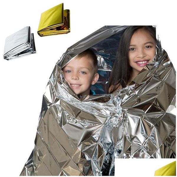 Party Favor 210x130cm Portable Couverture de sauvetage en plein air Outil de survie Feuille d'urgence étanche Thermique Premiers secours Drop Deli Dhq2N