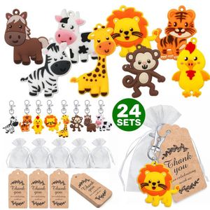 Party Gunst 24 -stuk Jungle Hunting Animal Keychain Geschikt voor feestbenodigdheden kinderzak vulling schat 230404