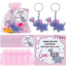 Party Gunst 24 Sets Baby Shower For Guest Elephant Keychains Card Organza Bags Geslacht Return Gifts