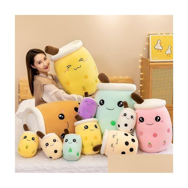 Favor de fiesta 24Cm 35Cm 50Cm Lindo relleno Perla Copa Forma Juguete Kawaii Peluch Burbuja Dibujos animados Leche Té Boba Plushie Felpa Gota Entrega H Dhujs