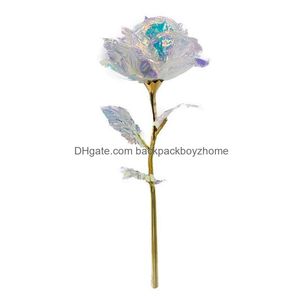 Party Favor 24K Gold Foil Rose Flower Led Luminous Everlasting Mother Valentines Day Gift Drop Delivery Home Garden Festive Supplies Dhqnr