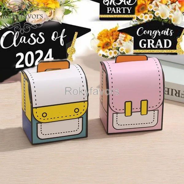 Party Favor 24pcs Pink / Blue School Sac Candy Boxes Gradulation Favors Boot to Event Ideas Children Days Sweet Package