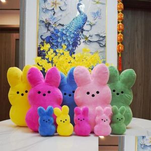 Favor de fiesta 25 cm 15 cm Peeps Plush Bunny Rabbit Peep Easter Toys Simation Relleno Muñeca para niños Niños Almohada suave Regalos Gir Dhnro