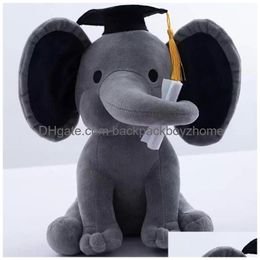 Party Favor 25cm Elephant Toy P Doll Graduation Jouets Doctoral Cap pour la fête des diplômés Enfants mignons Bébé Kawaii Cadeaux Gj0404 Drop Deliv Dhd3Q