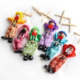 Party Favor 25cm Grappig Feest Vintage Kleurrijk Trekkoord Marionet Clown Houten Marionet Handwerk Gezamenlijke activiteit Pop Kinderen Kinderen Geschenken JJ 3.7