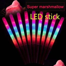 Favor de la fiesta 28x1.75 cm Colorf LED Light Stick Flash Glow Algody Candy Camshing Cono para conciertos vocales Fiestas nocturnas Drop de HomeFavor Dhdrh