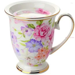 Party Favor 300ml Bone China Ceramic Coffee Mug Café Peinture florale présente Creative Tea Cup Vintage Cérémonie