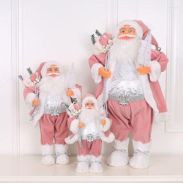 Favor de fiesta, 30cm/45cm/60cm, muñecos rosas de Papá Noel, colgantes de Navidad, decoración navideña para el hogar, regalos de Navidad para niños, regalos de Navidad