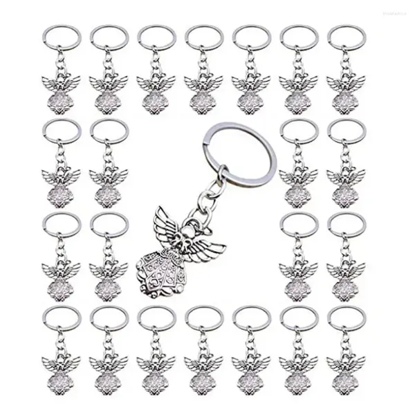 Faveur de fête 30pcs Guardian Angel Key Ring Pendentif Charm Porte-clés pour la décoration de mariage, d'anniversaire, de réception-cadeau pour bébé