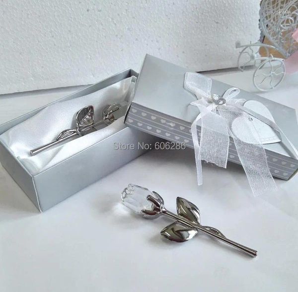 Party Favor 30pcs / lot Crystal Rose Flower Craft dans une boîte-cadeau Faveurs pour les douches nuptiales de mariage Anniversaire Cadeaux d'anniversaire Souvenirs