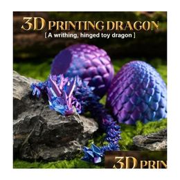 Party Favor 3D Gedrukte edelstenen Dragon Crystal Egg Rotateerbare en positieve gewrichten Gesisticeerd speelgoed voor Autisme ADHD Kids Geschenken Drop levering Dhxfz