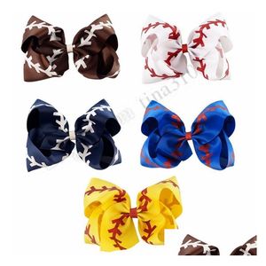 Party Favor 4,5 pouces Glitter Imprimé Ruban Baseball Bow Avec Clip Pour Enfants Filles Grand Bowknot Hairgrips Cheveux Accessoires 4712 Drop Dhe7H