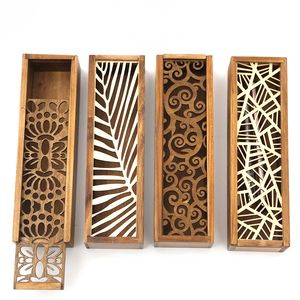 Partybevorzugung, 4 Stile, hohle Holz-Aufbewahrungsbox für Make-up, Organizer, Federmäppchen, Schmuck, Schublade, Stifthalter, Schreibwaren, Schule, Geschenkboxen