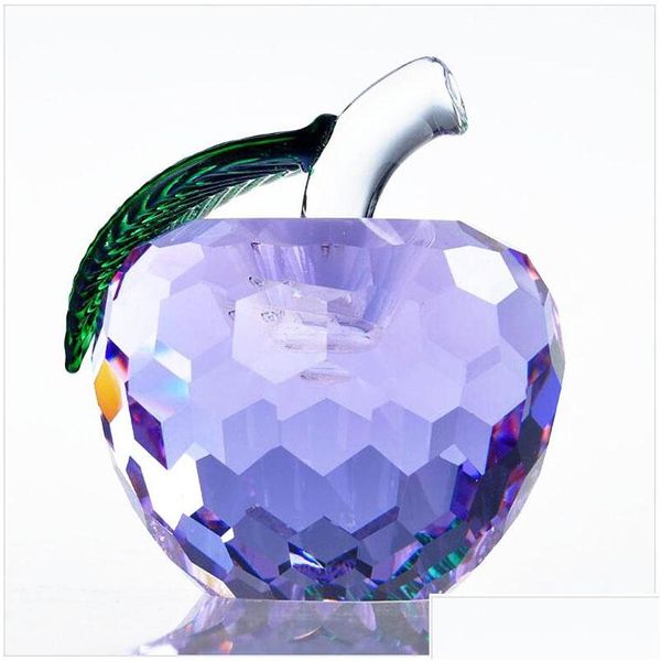 Party Favor 40Mm Cut Crystal Apple Presse-papiers Verre Quartz Artisanat Décor À La Maison Fengshui Ornements Figurine Miniature Souvenir Cadeaux L Dhgf6