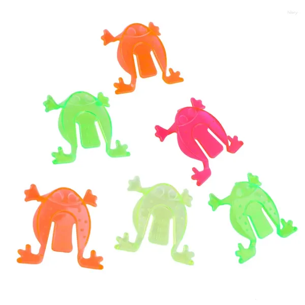 Party Favor 40pcs Cartoon Cartoon Children's Nostalgic Toys Mini Bouncing Frog Plastic Puzzle Blocks Couleur Jumping Kindergarten Interactive Toy