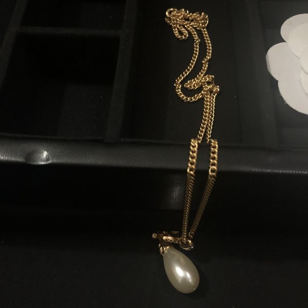faveur du parti 44cm plus 10cm collier réglable supplémentaire mode classique perle pendentif pierre C avec cadeau de demoiselle d'honneur de mariage estampé