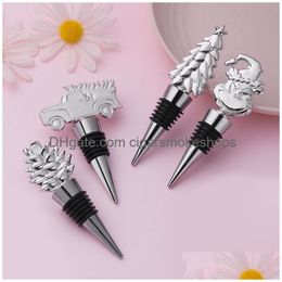 Favor de la fiesta 4styles Tema de Navidad Santa Elfo Pinecone Cristo Tree Bottle Stopper Favors Regalos de Navidad Suministro de vino Cocina Del Dhtbj