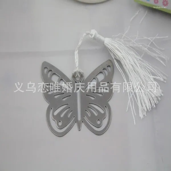 Party Favor 500pcs / ensembles boîte creuse papillon signets en métal avec mini cartes de voeux glands kawaii papeterie pendentif cadeaux faveurs de mariage