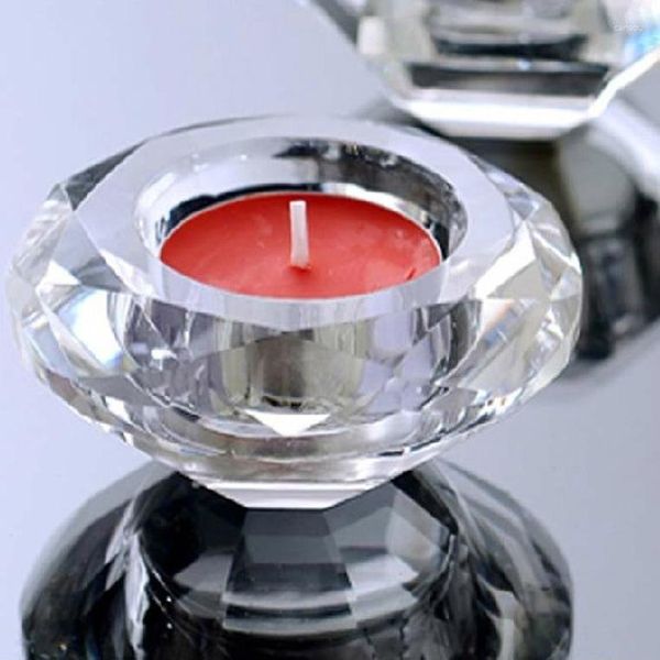 Favor de fiesta 50 unids Clear Crystal Candle Holder Tealight Candlestick Decoración de boda Regalo