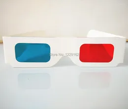 Party Gunst (50 stcs/lot) Herbruikbaar whitepaper 3D-bril frame rood/blauwe lens virtuele video-weergave anaglyph