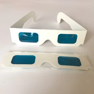 Party Favor (50pcs / lot) Re-usable Paper blanc 3D Lunettes Cadre Blue / Blue Lens Decoder