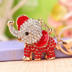 Party Favor 50pcs / lot strass rouge éléphant porte-clés sac à main cintre bébé douches anniversaire faveurs et cadeaux de mariée