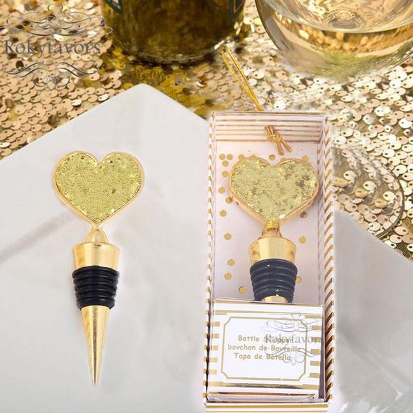 Party Favor 50 PCS Brillant Or Paillettes Coeur Bouchon De Bouteille Favorise Douche Nuptiale Cadeaux D'anniversaire De Mariage Anniversaire Souvenir