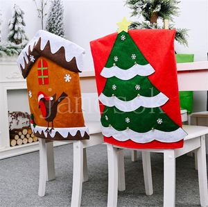 Favoris de fête 54 * 48cm Chaise de Noël Couverture Santa Claus Nouvelle chaise non tissée Set dessin animé vieil homme bonhomme de neige DD845