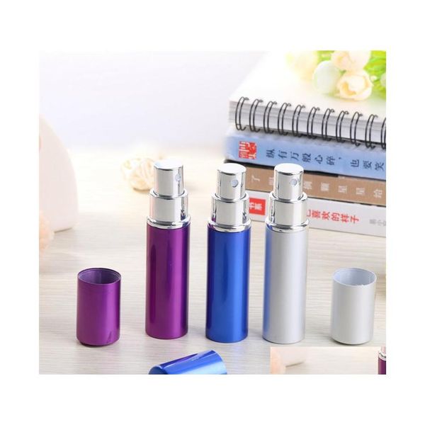 Party Favor 5Ml Mini portátil recargable por atomizador Colorf Spray Bottle Aluminio Botellas vacías para cosméticos Envases Drop Deliv Otllo