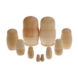 Party Favor 5 stks/set Unpainted Diy Blank Houten Embryo's Russische Nesting Dolls Matryoshka Toy Kids Verjaardagscadeau Levert Za3798 349 Dh6Bi