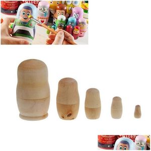 Favor de fiesta 5 Unids / set Sin Pintar Diy Embriones de Madera en Blanco Muñecas Rusas de Anidación Matryoshka Juguete Niños Suministros de Regalo de Cumpleaños Za3798 Drop Dh9Mq